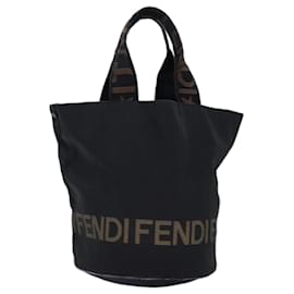 Fendi-FENDI Sac à Main Nylon Noir Auth bs14392-Noir