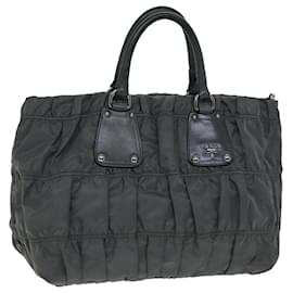 Prada-PRADA Hand Bag Nylon Gray Auth bs14395-Grey