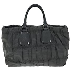 Prada-PRADA Hand Bag Nylon Gray Auth bs14395-Grey