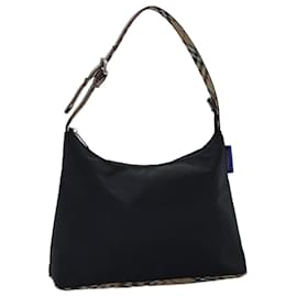 Autre Marque-Burberrys Nova Check Blue Label Bolso de hombro Nylon Negro Beige Auth bs14387-Negro,Beige