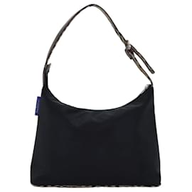 Autre Marque-Burberrys Nova Check Blue Label Bolso de hombro Nylon Negro Beige Auth bs14387-Negro,Beige