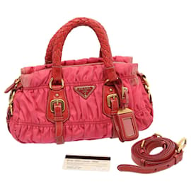 Prada-Prada Hand Bag Nylon 2way Pink Auth 75803-Pink