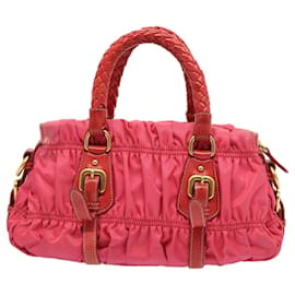 Prada-Prada Hand Bag Nylon 2way Pink Auth 75803-Pink