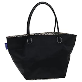 Burberry-BURBERRY Nova Check Blue Label Tote Bag Nylon Black Beige Auth bs14385-Black,Beige