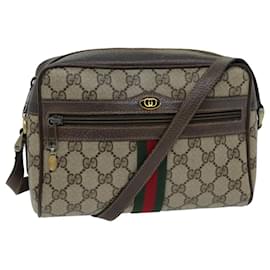 Gucci-GUCCI Web Sherry Line GG Supreme Shoulder Bag PVC Beige Red 89 02 004 auth 75563-Red,Beige