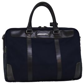 BURBERRY Nova Check Black label Business Bag Canvas Navy Auth bs14428 Navy blue