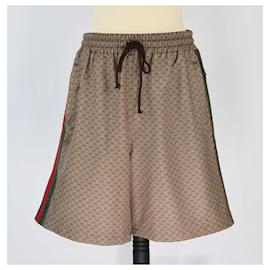 Gucci-Gucci Brown Gg Printed Web Jersey Short-Brown