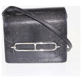 Hermès-Hermes Black Niluticus Lizard Mini Roulis Bag-Black