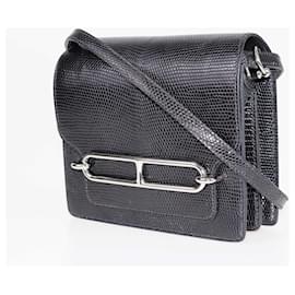 Hermès-Hermes Black Niluticus Lizard Mini Roulis Bag-Black