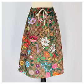 Gucci-Gucci Multicolor Gg Floral Print Midi Skirt-Multiple colors