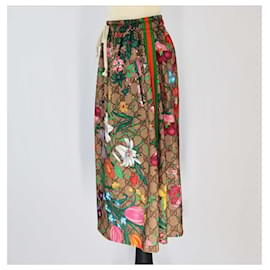 Gucci-Gucci Multicolor Gg Floral Print Midi Skirt-Multiple colors