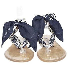 Sandali infradito Dior in seta blu obliqua Blu
