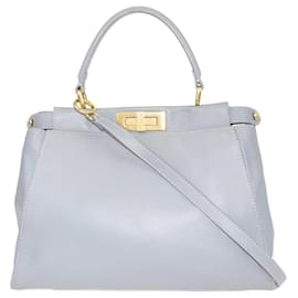 Fendi-Fendi Grey Regular Peekaboo Top Handle Bag-Grey