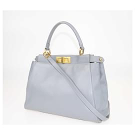 Fendi-Fendi Grey Regular Peekaboo Top Handle Bag-Grey