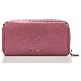 Bulgari Bvlgari 36338 Leather Long Wallet Purple