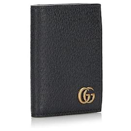 Gucci-Capa carteira dupla de couro Gucci GG Marmont para cartão 428737 Em uma boa condição-Outro