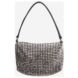 Alexander Wang Bolsa com alça superior decorada com strass prateado Prata