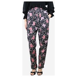 Isabel Marant Schwarze Hose mit Blumenmuster und elastischem Bund - Größe S Schwarz