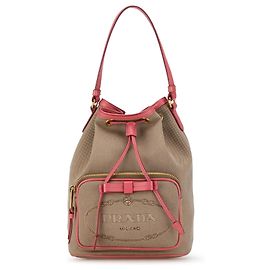 Borsa a secchiello Prada con logo Canapa marrone Marrone Altro