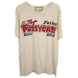 Gucci-Gucci Faster Pussycat Kill Kill Movie T-shirt in Cream Cotton-White,Cream