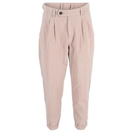 Autre Marque-Mr P. Tapered Cropped Trousers in Beige Cotton-Beige