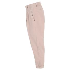 Autre Marque-Mr P. Tapered Cropped Trousers in Beige Cotton-Beige