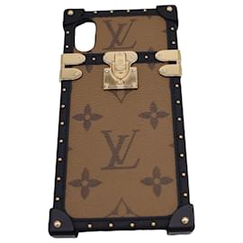 Louis Vuitton-Louis Vuitton Reverse Monogram Eye Trunk iPhone X/Xs Case in Brown Leather-Brown