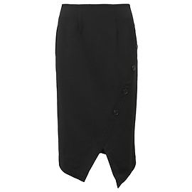 Saia lápis midi assimétrica Iris & Ink em lã preta Preto
