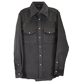 Tom Ford-Tom Ford Pocket Shirt in Charcoal Cotton -Dark grey
