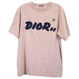 Dior-Dior x Kaws Men's Logo Bee Print T-shirt in Pastel Pink Cotton -Other