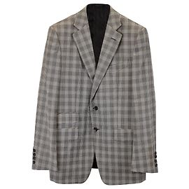 Tom Ford Single-Breasted Checkered Blazer in Grey Wool Grey