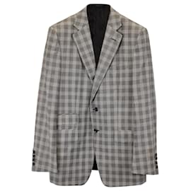 Tom Ford-Tom Ford Single-Breasted Checkered Blazer in Grey Wool-Grey