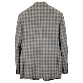 Tom Ford-Tom Ford Single-Breasted Checkered Blazer in Grey Wool-Grey