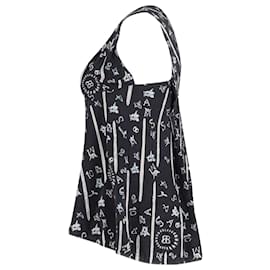 Balenciaga-Balenciaga V-neck Printed Top in Black Silk-Black