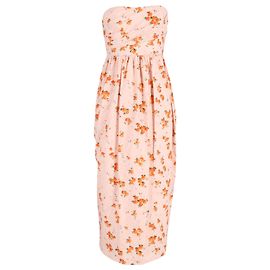 Vestido floral sem alças LoveShackFancy em algodão laranja Laranja Coral