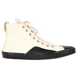 Sneakers alte Balenciaga con punta in gomma e tela bianca Bianco Crudo