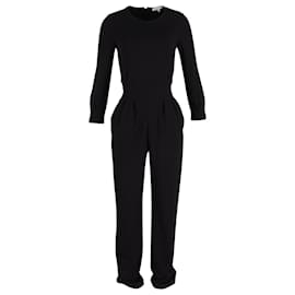 Chloé-See by Chloé Long Sleeve Jumpsuit in Black Wool-Black