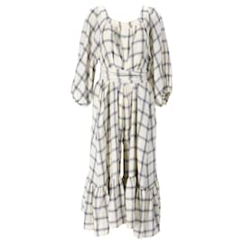 Lisa Marie Fernandez-Lisa Marie Fernandez Checkered Jumpsuit in Cream Linen-White,Cream