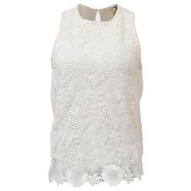 Maje Lidony Blumenspitzentop aus weißem Polyester Weiß
