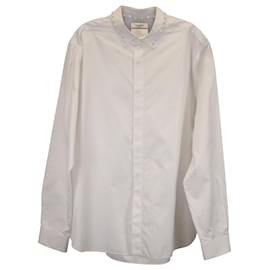 Valentino Garavani-Valentino Garavani Long Sleeve Shirt with Studs on Collar in White Cotton-White