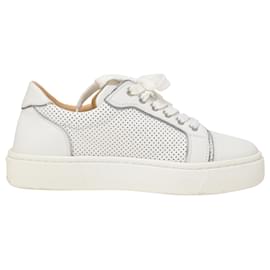 Christian Louboutin-Christian Louboutin Vieirissima Perforated Low-top Red Sole Trainers in White Calfskin Leather-White