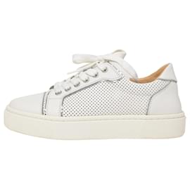 Christian Louboutin-Christian Louboutin Vieirissima Perforated Low-top Red Sole Trainers in White Calfskin Leather-White