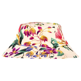 Zimmermann-Zimmermann Floral-print Bucket Hat in Cream Linen-Other