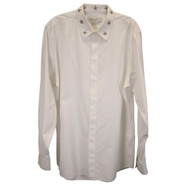 Camicia elegante a maniche lunghe con colletto a stella Givenchy in cotone bianco Bianco Crudo