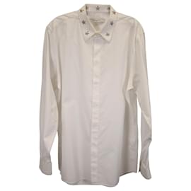 Givenchy-Givenchy Star Collar Long Sleeve Dress Shirt In White Cotton-White,Cream