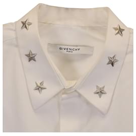 Givenchy-Givenchy Star Collar Long Sleeve Dress Shirt In White Cotton-White,Cream