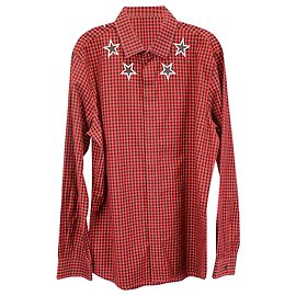 Camisa de manga larga a cuadros con estampado de estrellas de Givenchy en algodón rojo Roja