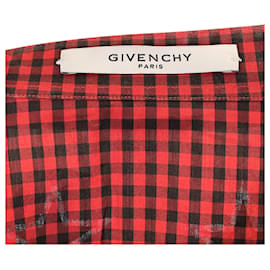 Givenchy-Givenchy Star-Print Gingham Check Long Sleeves Shirt in Red Cotton-Red