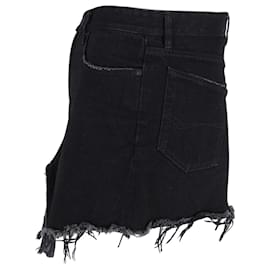 Balenciaga-Balenciaga Frayed Cut-Up Mini Skirt in Black Denim-Black
