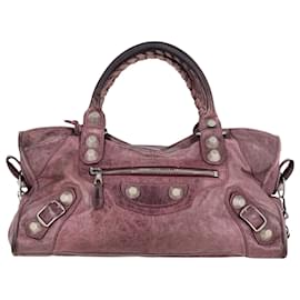 Balenciaga-Balenciaga Giant City Studs Bag in Purple Leather-Purple